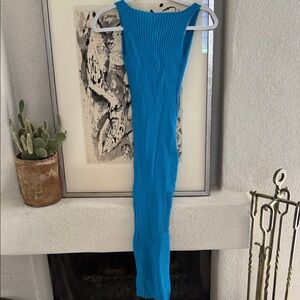 Blue Ribbed Midi Dress